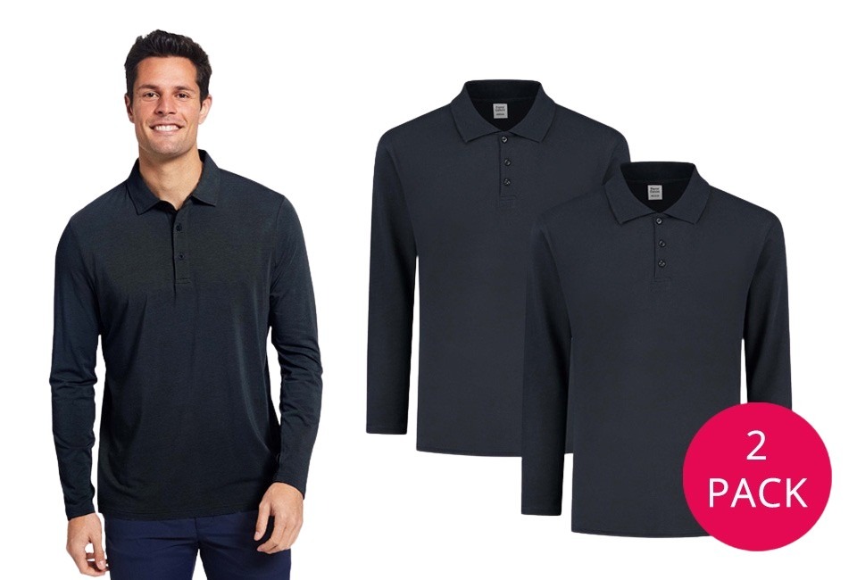 Set van 2 Pierre Calvini polo's met lange mouwen