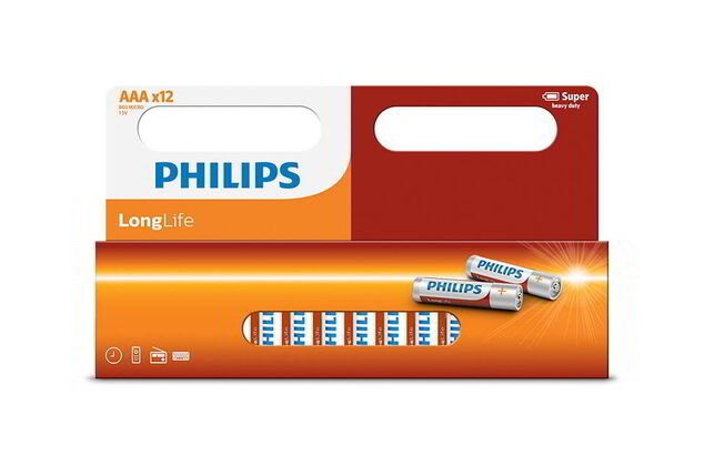 Kostuum Portiek blik AA of AAA Philips batterijen - Outspot