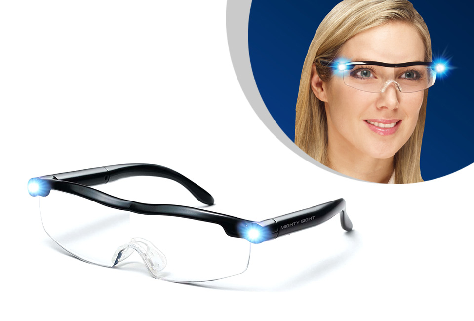 Lunettes grossissantes avec ampoules LED intégrées : grossissent jusqu'à 160 %