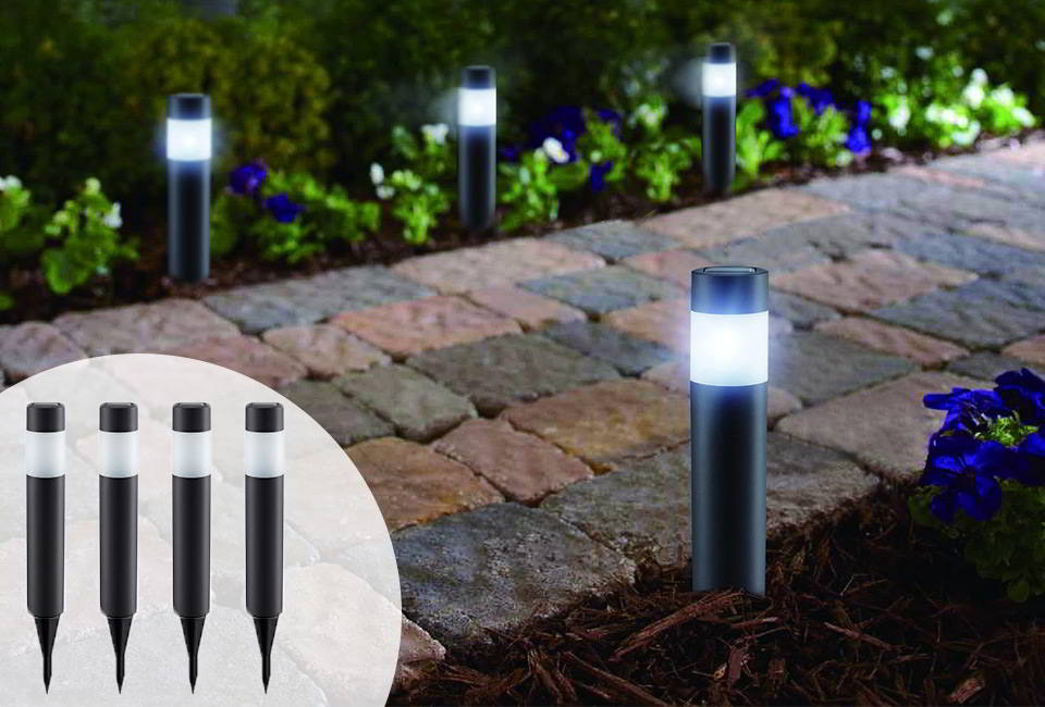 Set van 4 tuinlampen op zonne-energie