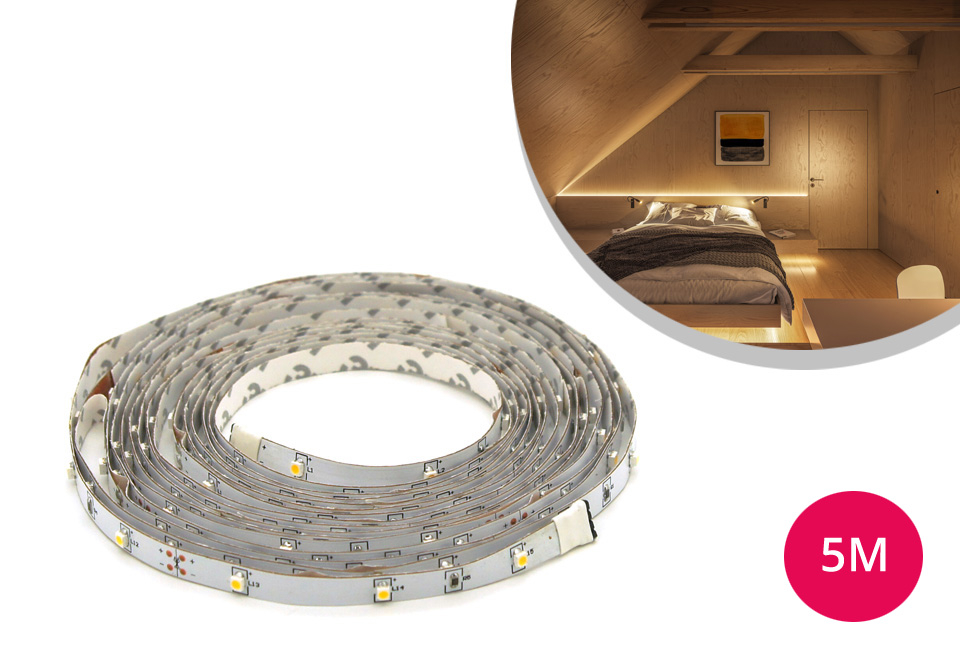 Ledlichtstrip van 5 meter met warm wit licht