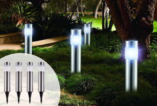 4 solar powered garden lamps