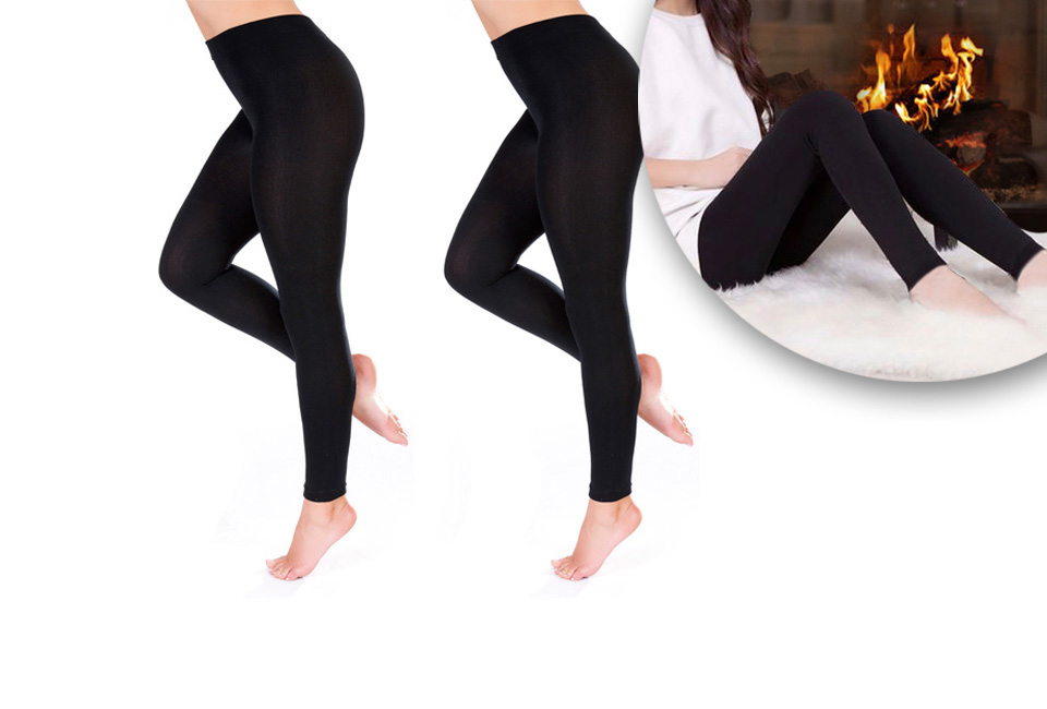 2 dikke zwarte naadloze leggings