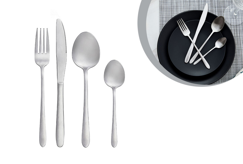 Set de couverts de 24, 39 ou 50 pièces en 3 couleurs