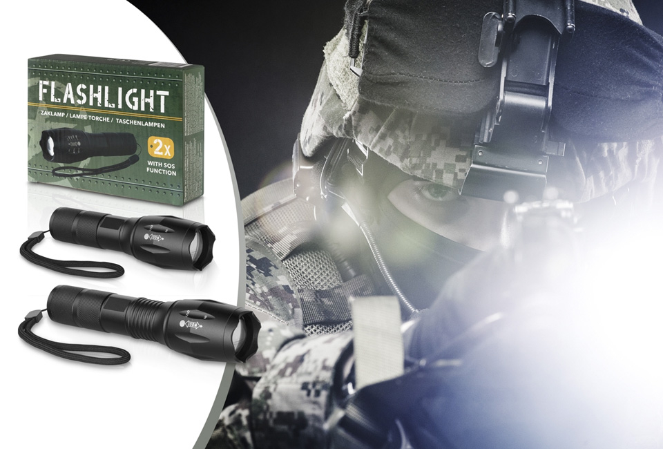 Lampe torche militaire : 1 + 1 GRATUIT