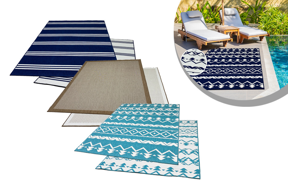 Tapis avec un design réversible pour l'intérieur et l'extérieur