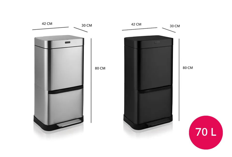 Waste garbage can 70 liters with sorting compartments
