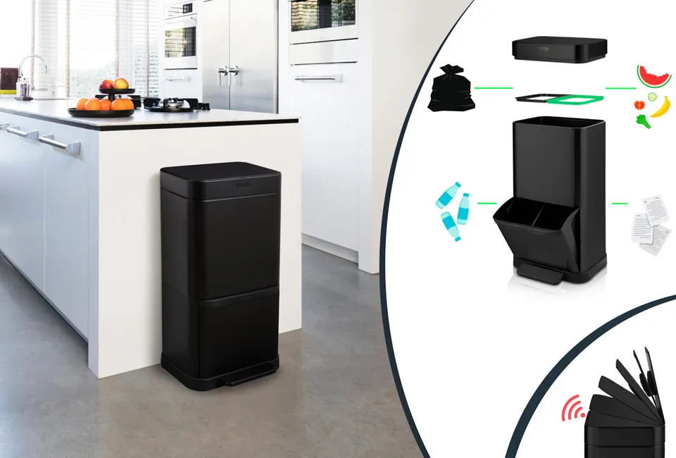 Waste garbage can 70 liters with sorting compartments