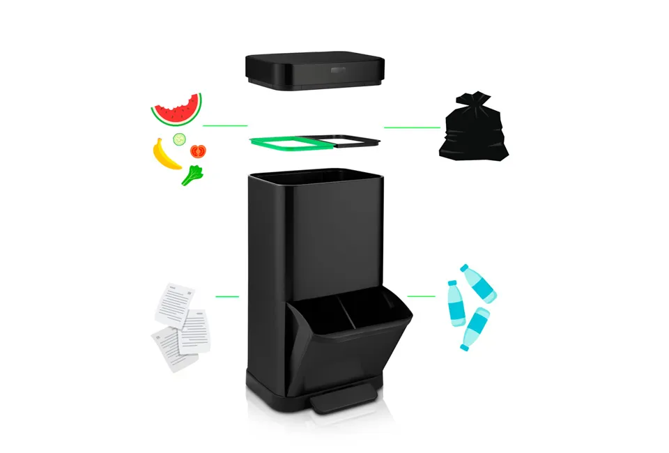 Waste garbage can 70 liters with sorting compartments