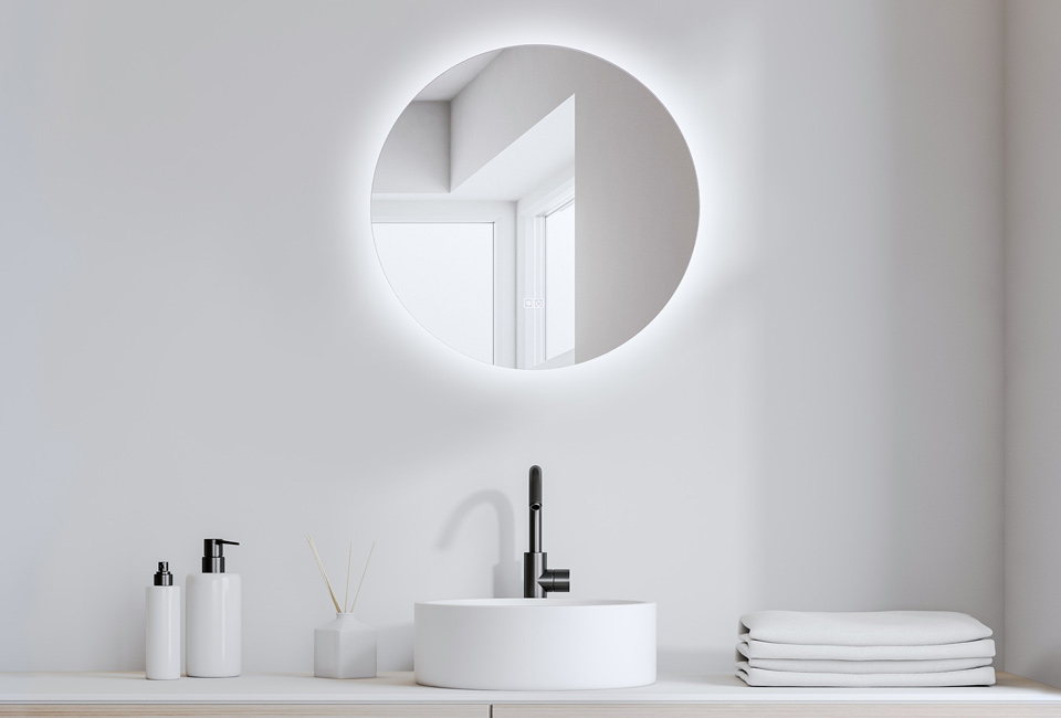 Miroir LED rond et élégant avec fonction anti-condensation