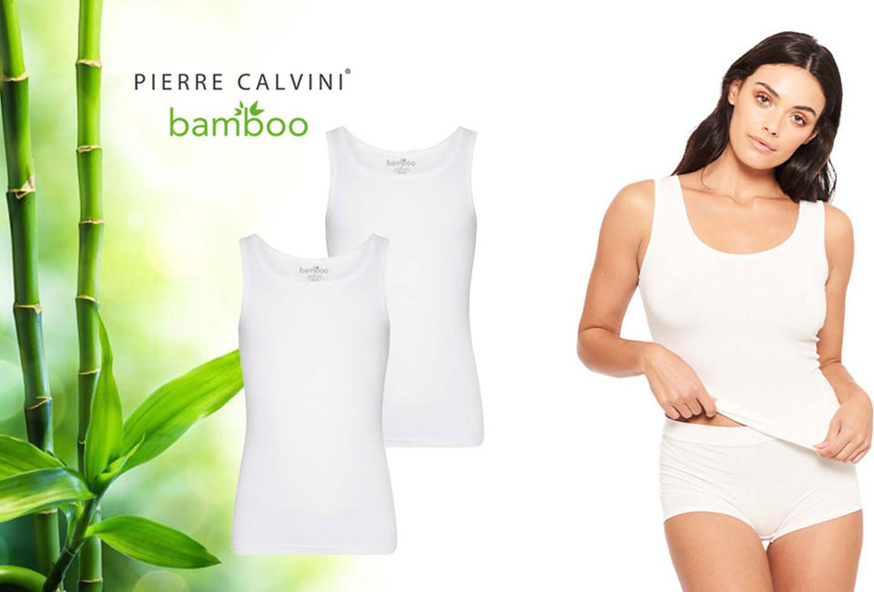 2-pack Pierre Calvini onderhemden met bamboevezels voor heren en dames