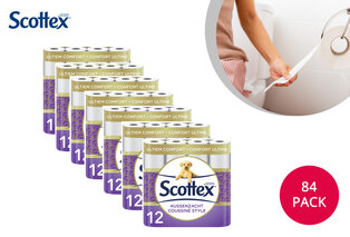 Wartościowe opakowanie 84 rolek 3-warstwowego papieru toaletowego Scottex pillow soft