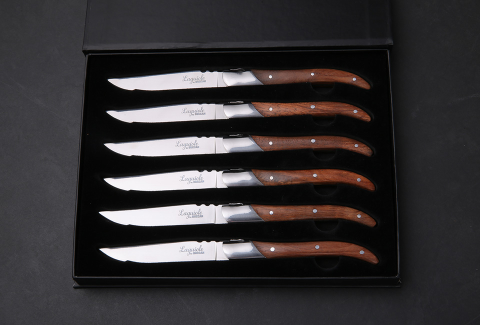 Pack de 6 couteaux Laguiole authentiques avec manche en Pakka