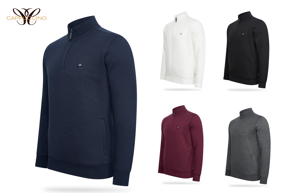 Jersey polar capuchino con cremallera corta