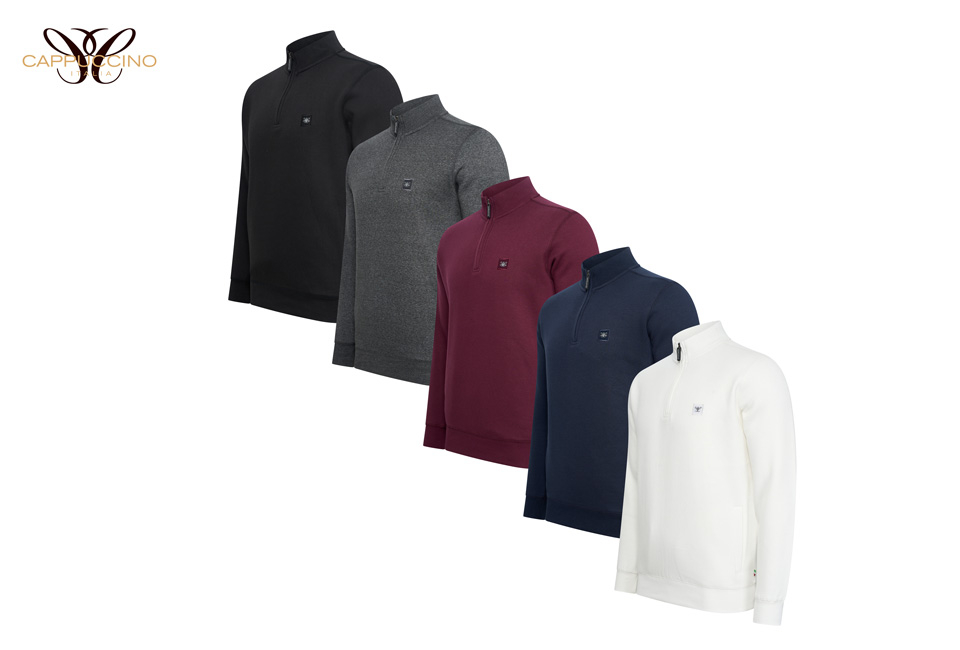 Jersey polar capuchino con cremallera corta