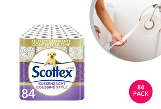 Advantage pack of 84 rolls of Scottex pillow soft 3-ply toilet paper