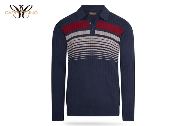 Stijlvolle gestreepte Cappuccino polo met lange mouwen