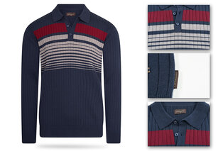 Stijlvolle gestreepte Cappuccino polo met lange mouwen — 3