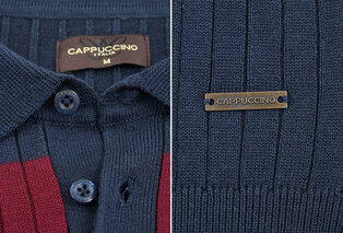 Stijlvolle gestreepte Cappuccino polo met lange mouwen — 7