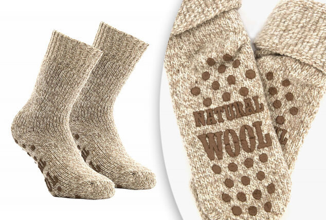 Chaussettes d'intérieur antidérapantes en laine