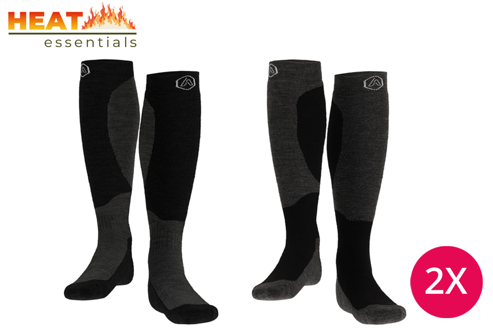 2 paar hoge skisokken of thermo skihandschoenen voor heren en dames