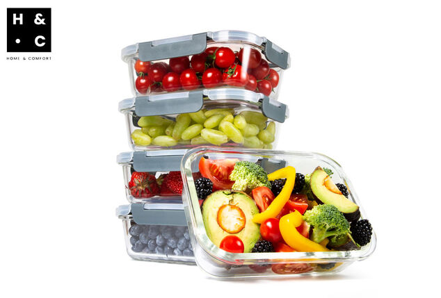 5 contenitori per alimenti in vetro con coperchio - Outspot