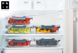 Set di 5 contenitori per alimenti in vetro con coperchio — 3