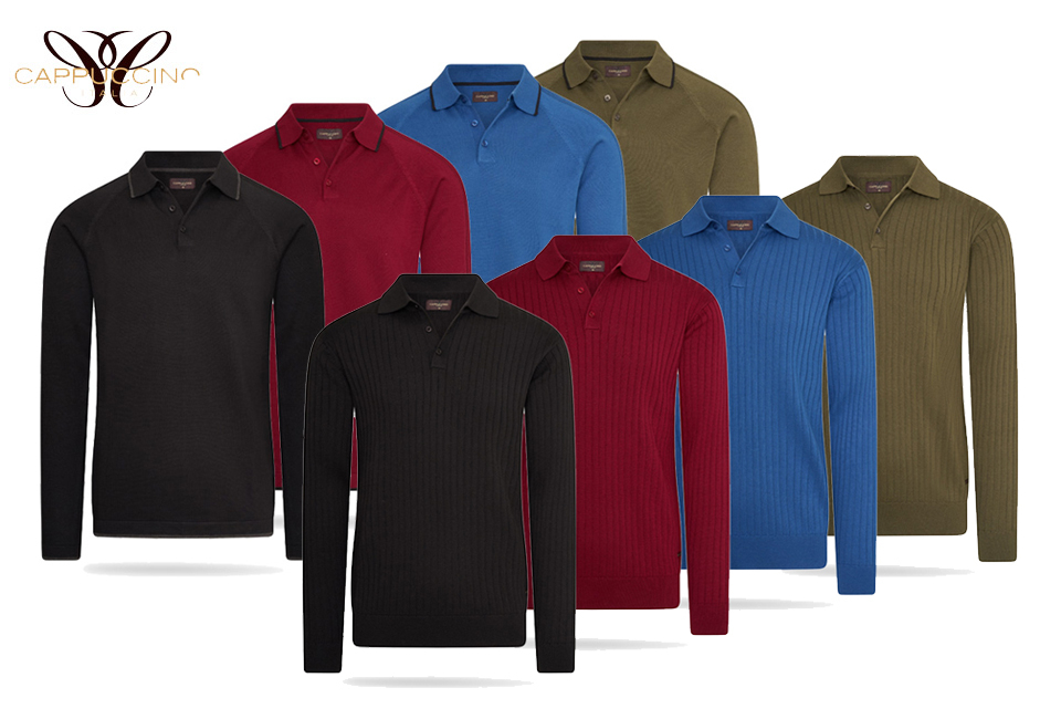 Elegancka dzianinowa koszulka polo z długim rękawem