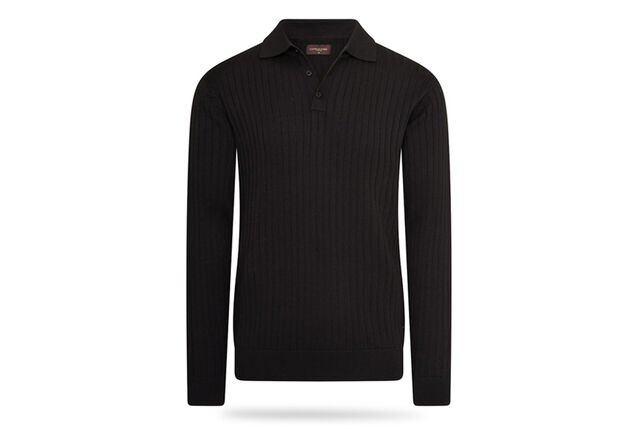 Elegancka dzianinowa koszulka polo z długim rękawem