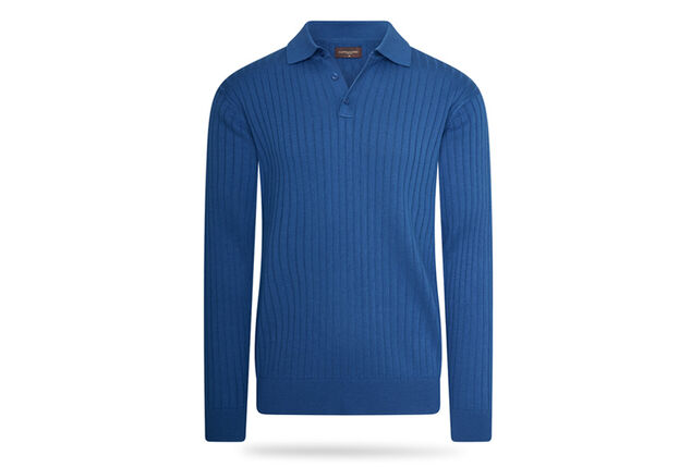 Elegancka dzianinowa koszulka polo z długim rękawem