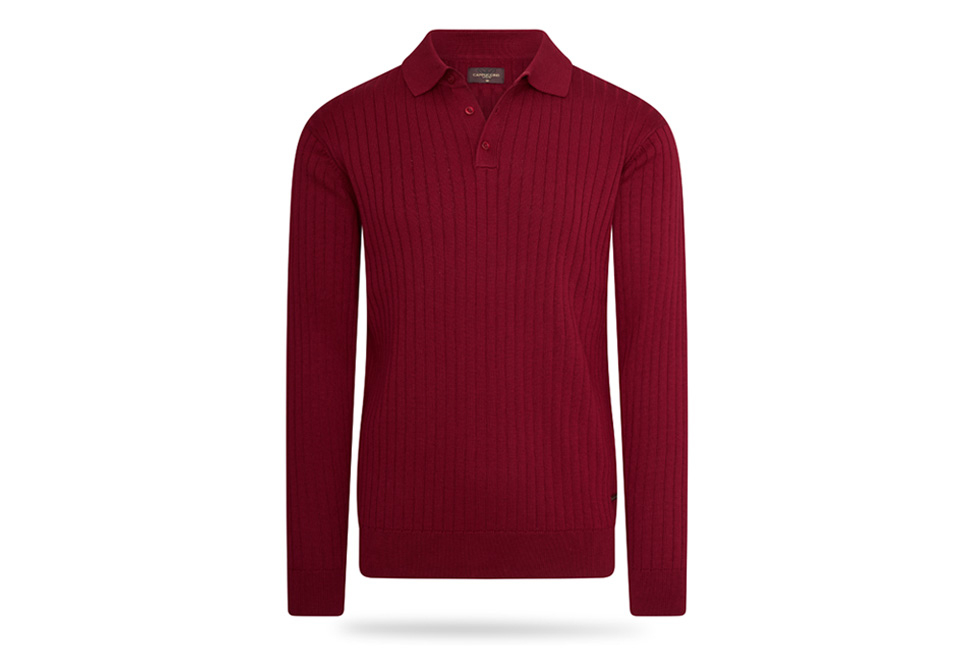Elegancka dzianinowa koszulka polo z długim rękawem