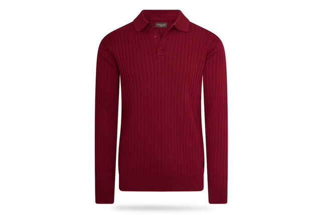 Elegancka dzianinowa koszulka polo z długim rękawem