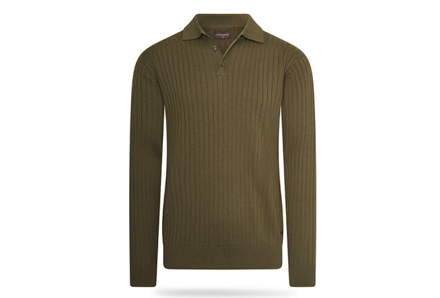 Elegancka dzianinowa koszulka polo z długim rękawem