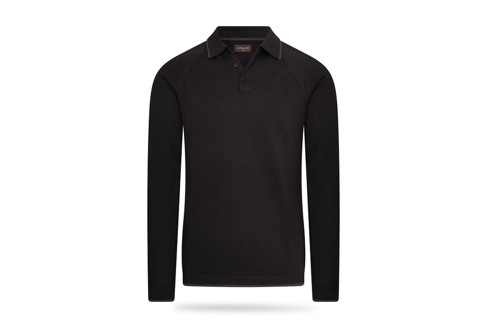 Elegancka dzianinowa koszulka polo z długim rękawem