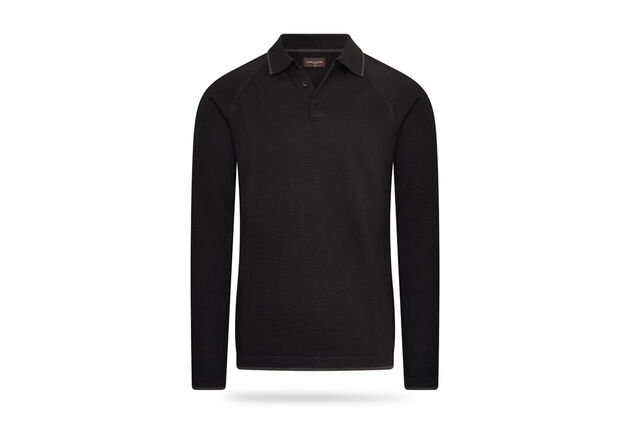 Elegancka dzianinowa koszulka polo z długim rękawem