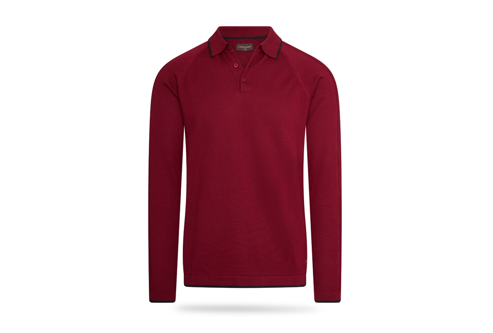Elegancka dzianinowa koszulka polo z długim rękawem