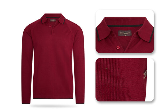 Elegancka dzianinowa koszulka polo z długim rękawem