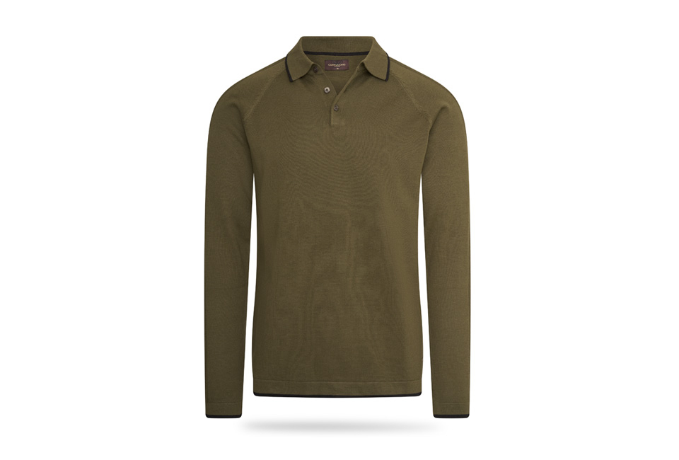 Elegancka dzianinowa koszulka polo z długim rękawem