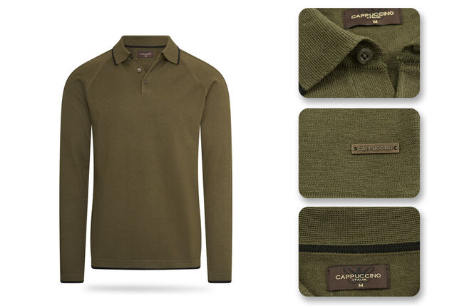 Elegancka dzianinowa koszulka polo z długim rękawem
