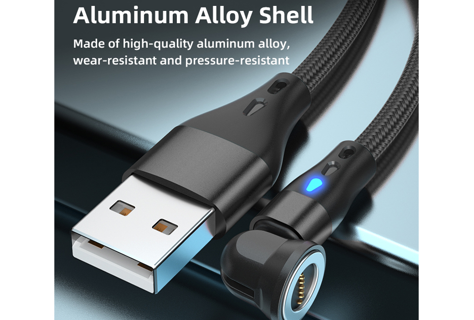 Magnetic rotating charging cable for any type of smartphone