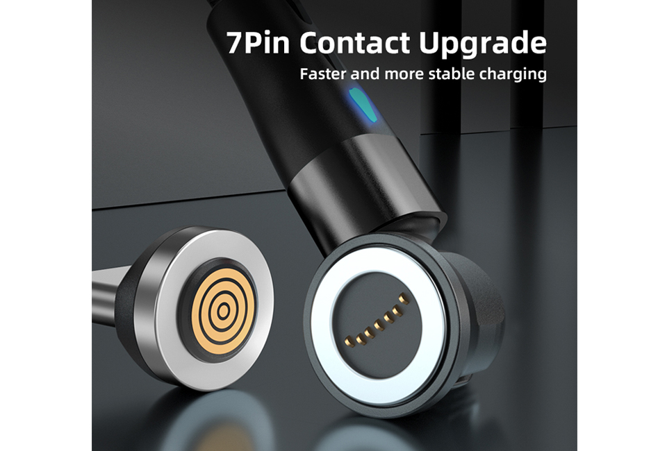 Magnetic rotating charging cable for any type of smartphone