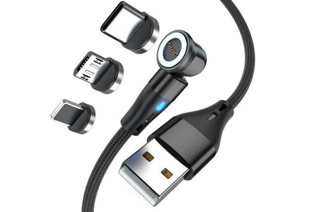 Câble de charge magnétique rotatif pour tout type de smartphone