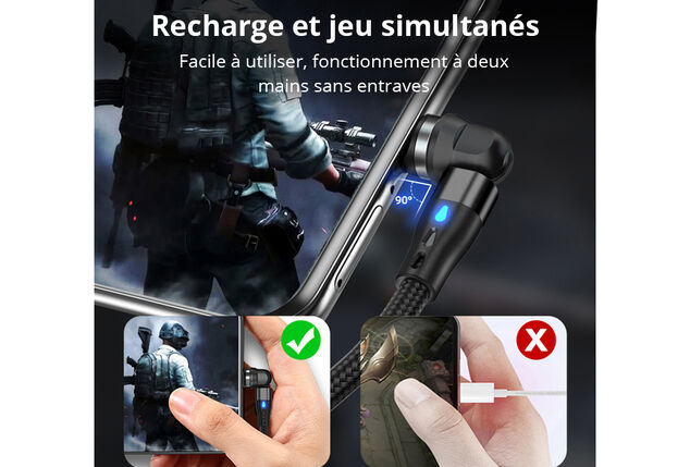 Câble de charge magnétique rotatif pour tout type de smartphone