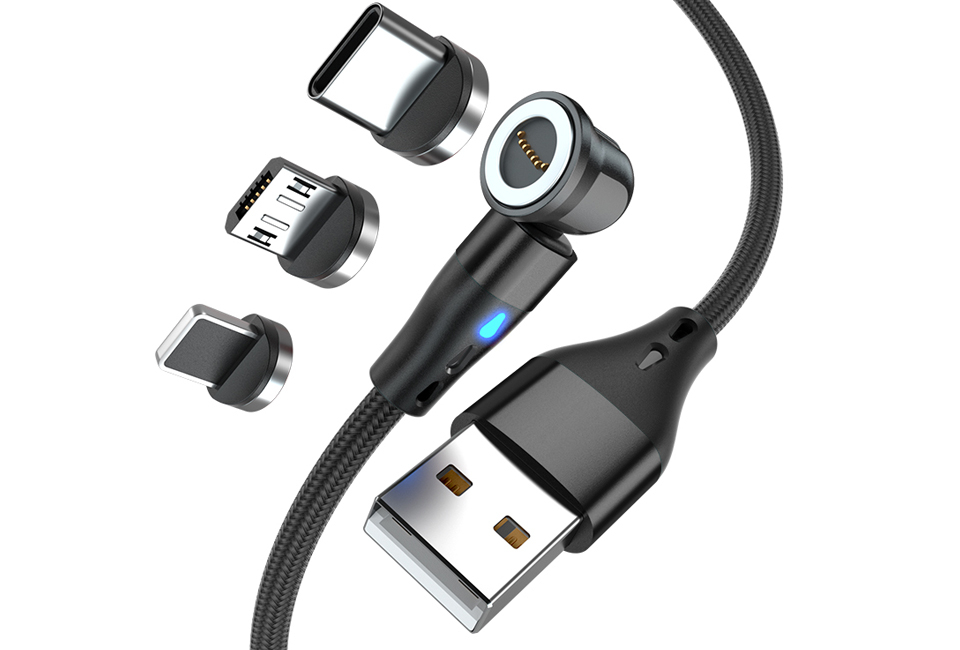 Câble de charge magnétique rotatif pour tout type de smartphone
