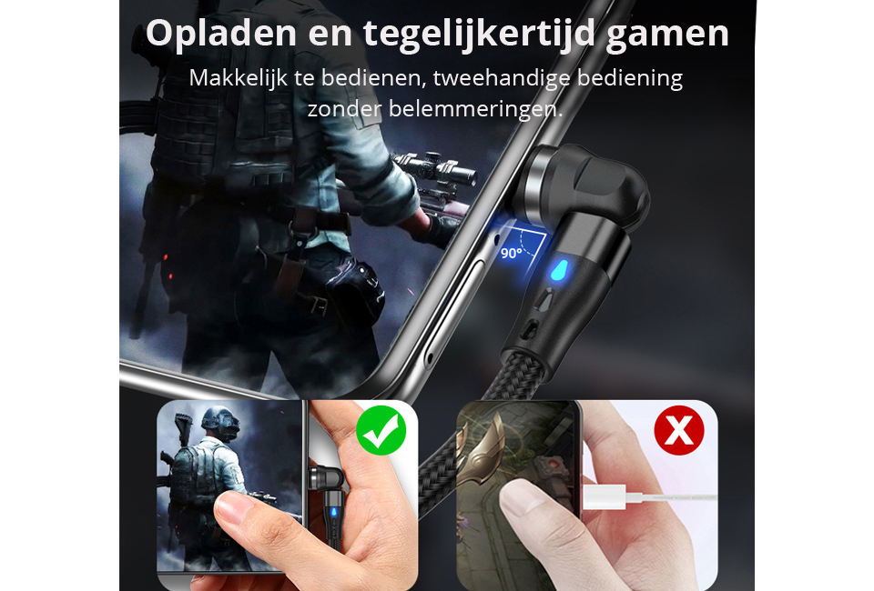 Magnetische roterende oplaadkabel voor elk type smartphone