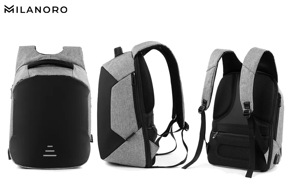 Mochila antirroubo com compartimentos de arruma&ccedil;&atilde;o ocultos