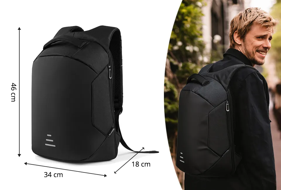 Mochila antirroubo com compartimentos de arruma&ccedil;&atilde;o ocultos