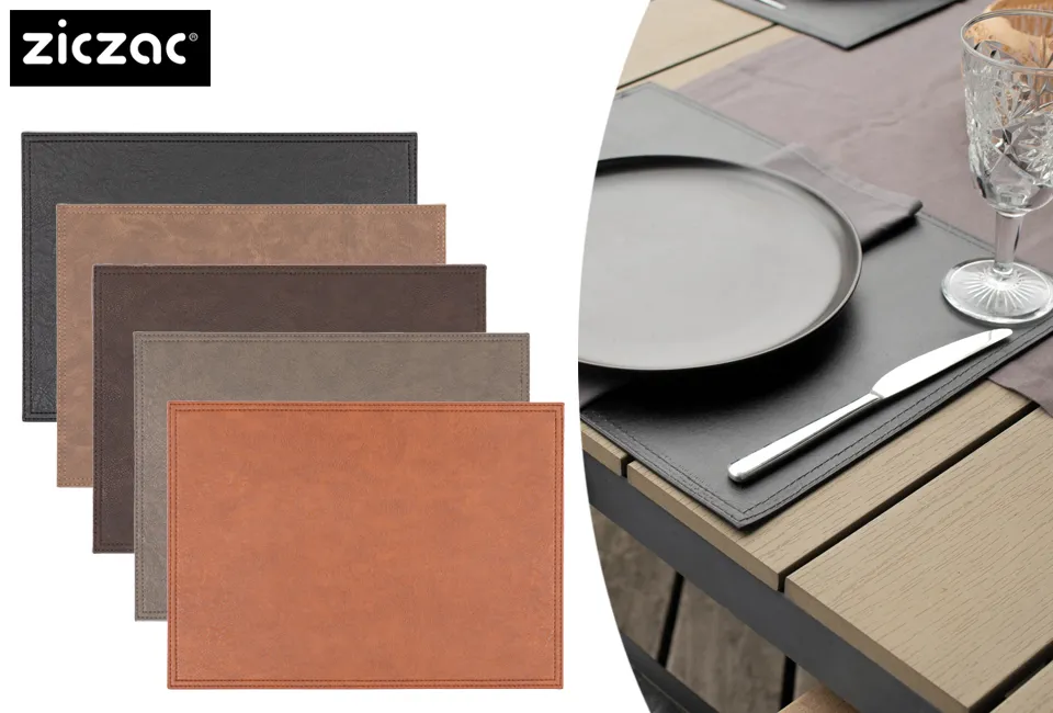 Set van 6 stijlvolle placemats van imitatieleer