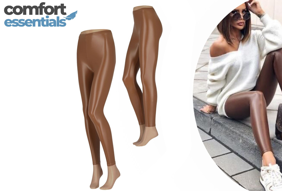 Leggings élégants en simili cuir pour femmes