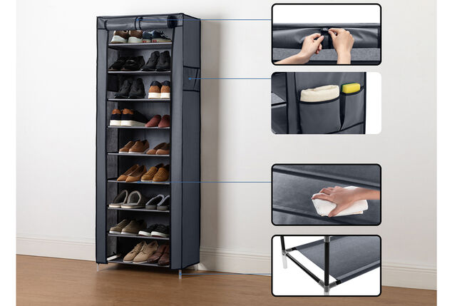 Étagère à chaussures avec housse de protection pour 27 paires de chaussures
